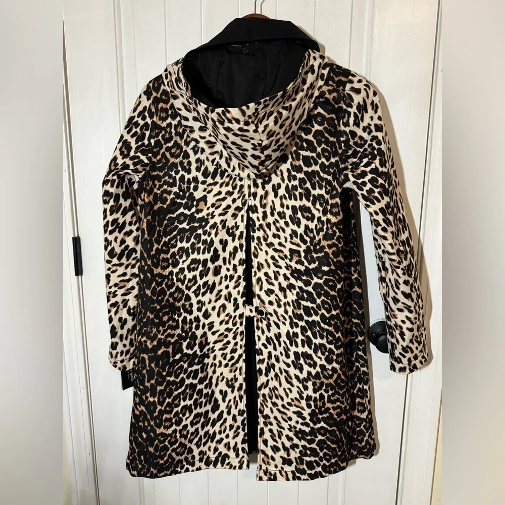 Kate Spade water resistant leopard print a-line raincoat